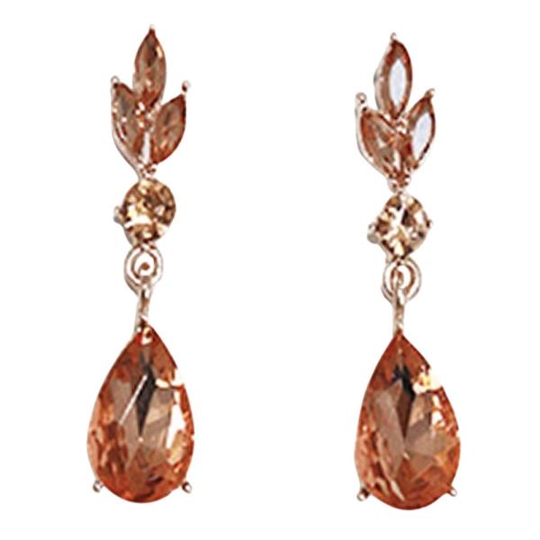 RHINESTONE FLORAL TEARDROP DROP EARRING
