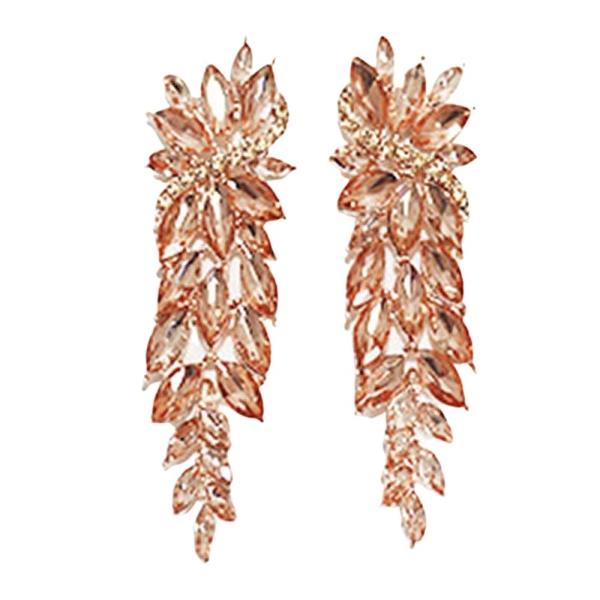 RHINESTONE LEAF CLUSTER LINEAR EARRING