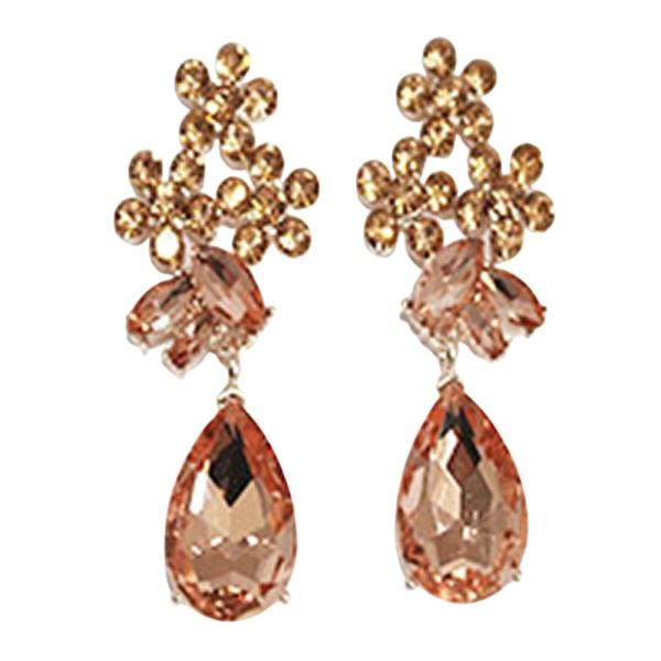RHINESTONE FLORAL TEARDROP DROP EARRING