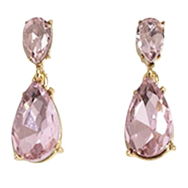 RHINESTONE DOUBLE TEARDROP DROP EARRING