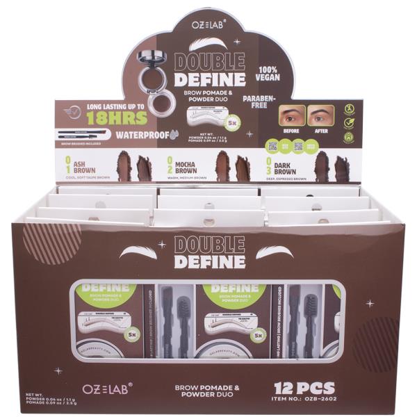 OZELAB DOUBLE DEFINE BROW POMADE AND POWDER DUO (12 UNITS)