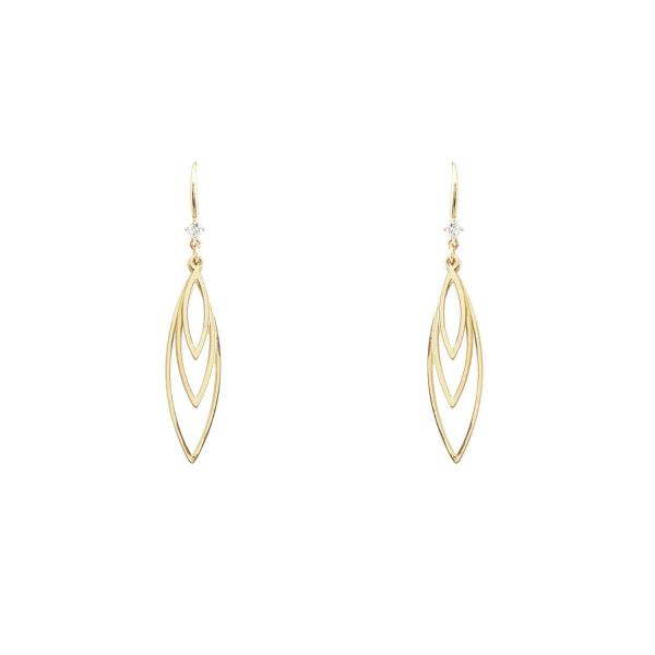 METAL LEAF WIRE DANGLE EARRING