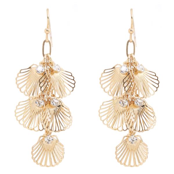 METAL DISC CLUSTER DANGLE EARRING