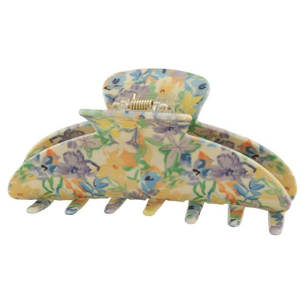 FLOWER PRINT HAIR CLAW CLIP