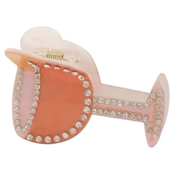 RHINESTONE GLASS HAIR CLAW CLIP