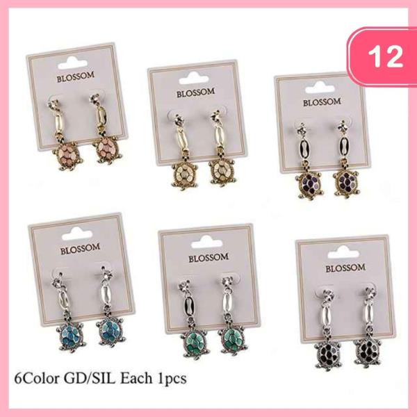METAL TURTLE DROP EARRINGS (12 UNITS)