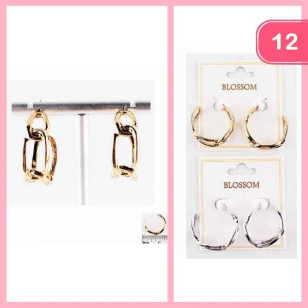 CHAIN LINKED HOOP EARRINGS (12 UNITS)