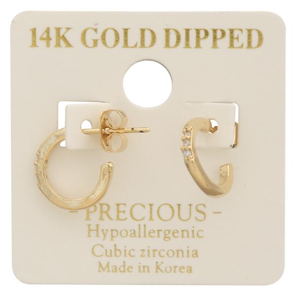 14K GOLD DIPPED CZ SPARKLING PAVE HOOP EARRING