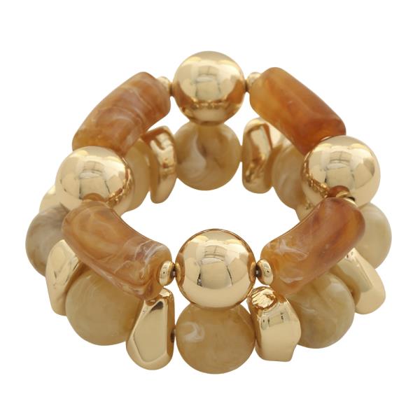MARBLE RESIN BEADED STRETCH BRACELET SET