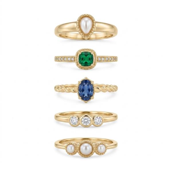 RHINESTONE GEMSTONE MULTI RING SET
