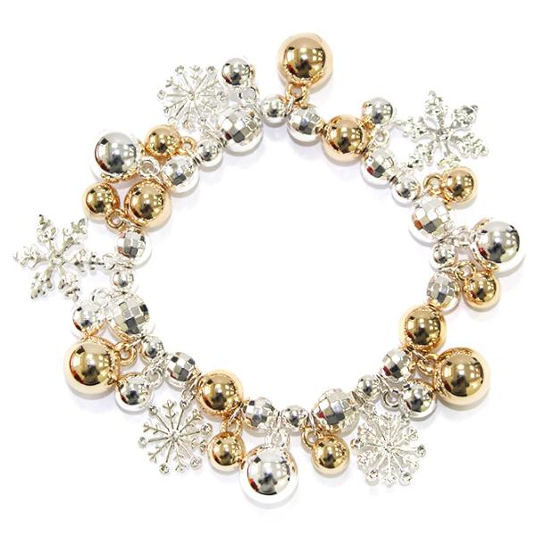 RHINESTONE SNOWFLAKE MULTI CHARM STRETCH BRACELET