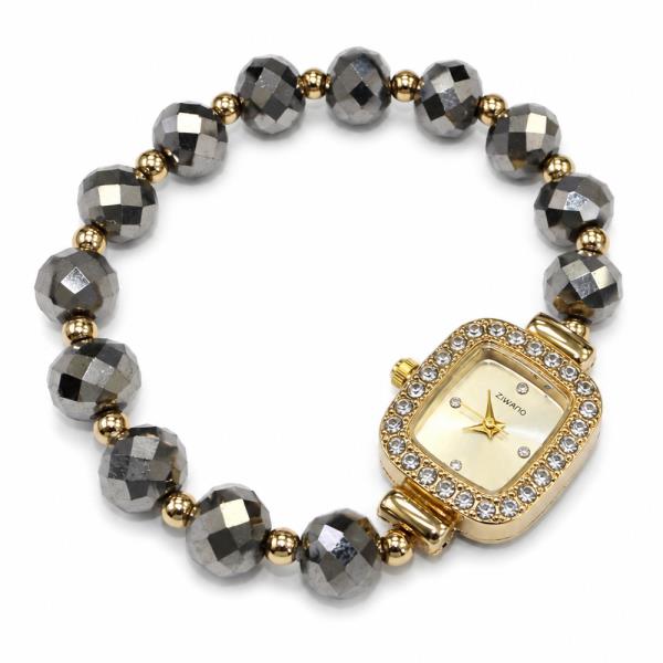 RHINESTONE BEADED STRETCH WATCH BRACELET