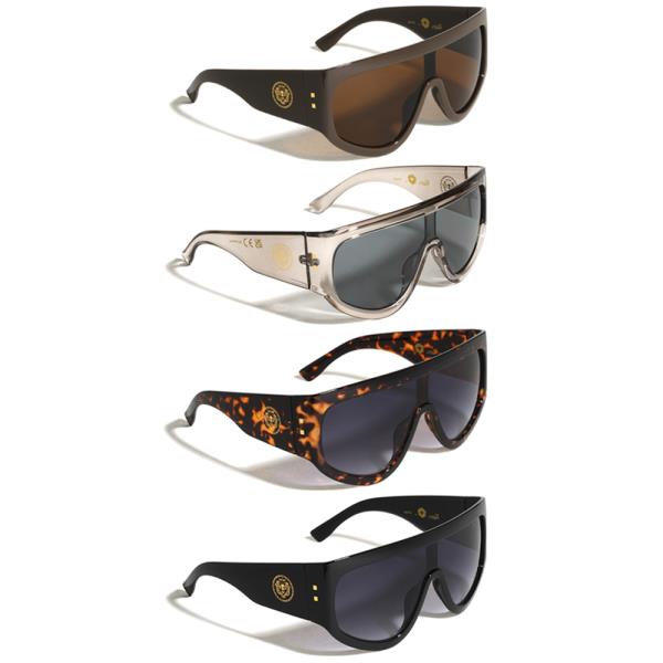 LION HEAD TEMPLE PRINT OVERSIZED SHIELD SUNGLASSES 1DZ