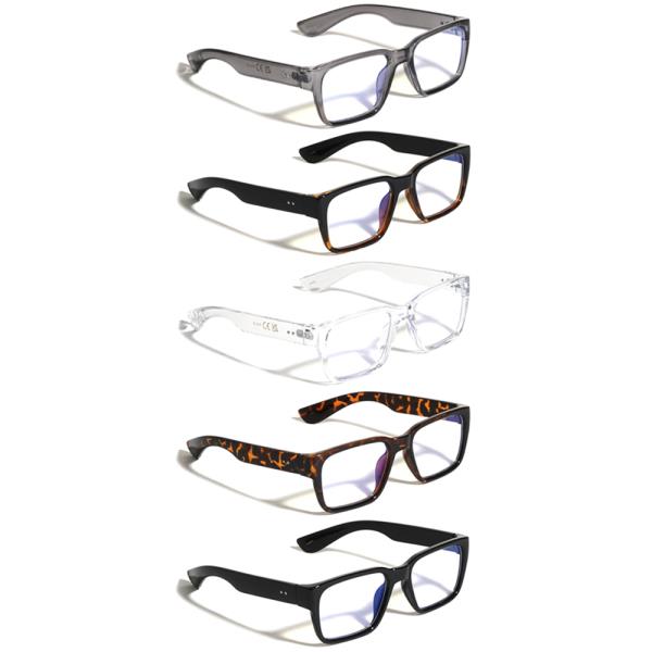 RECTANGLE TWO DOT TEMPLE ACCENT BLUE LIGHT GLASSES 1DZ