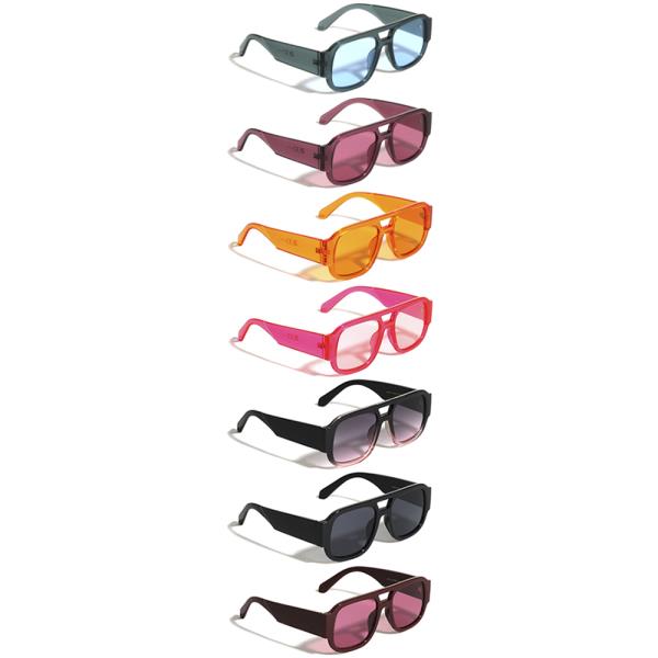 OVERSIZED FLAT TOP CRYSTAL COLOR SQUARE AVIATORS SUNGLASSES 1DZ