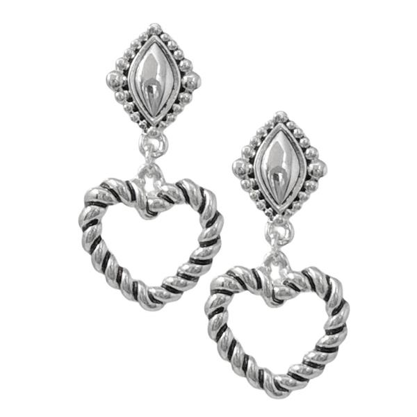 TAILORED ROPE HEART DANGLE EARRING