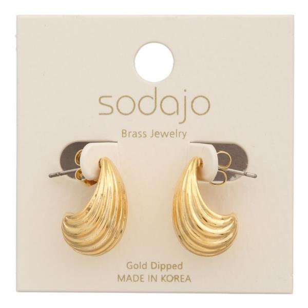 SODAJO GOLD DIPPED TEARDROP DOME EARRING