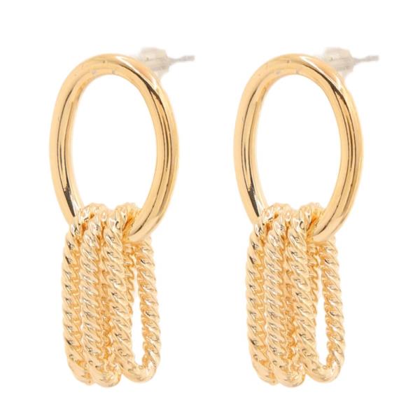 SODAJO GOLD DIPPED ROUND RING DANGLE EARRING