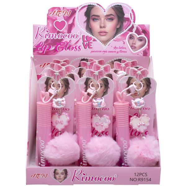 RIMOCOO LOVE LIP GLOSS W HEART POM KEYCHAIN (12 UNITS)