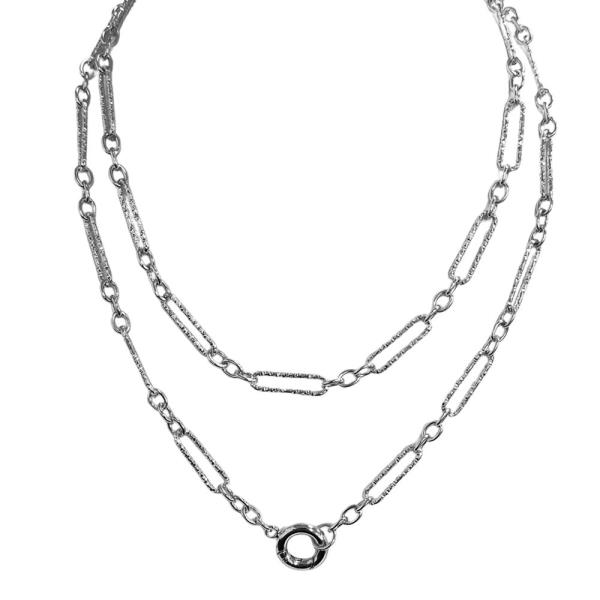 TEXTURED CLIP LINK LAYERED CHAIN LONG