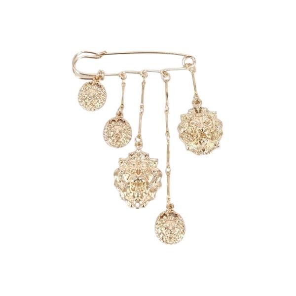 COIN MULTI CHARM SAFETY PIN BROOCH