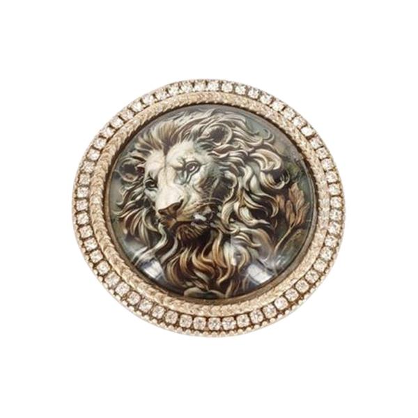 RHINESTONE LION BROOCH