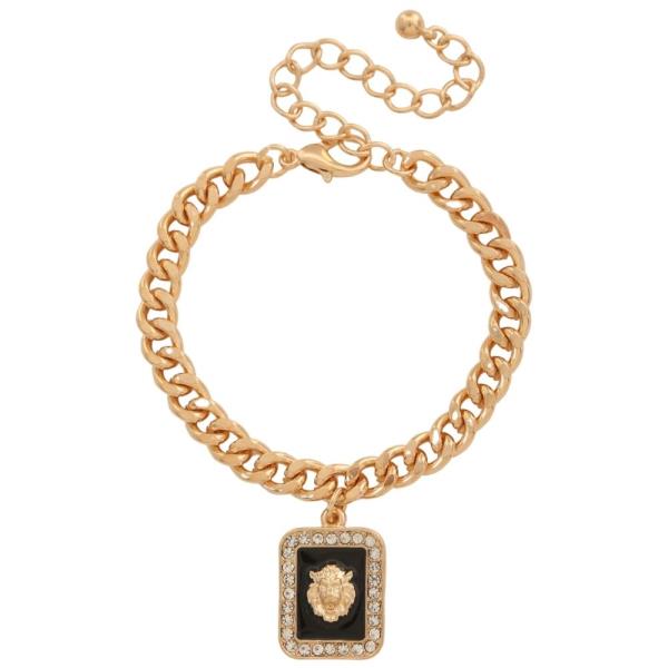 METAL CHAIN LION CHARM BRACELET