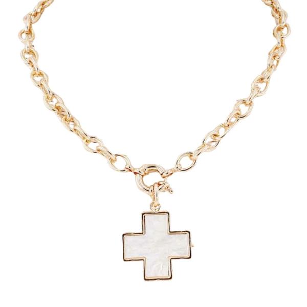 SHELL CROSS PENDANT NECKLACE