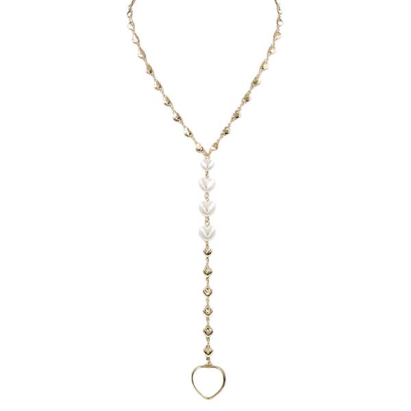 PEARL DROP HEART LAYERED NECKLACE