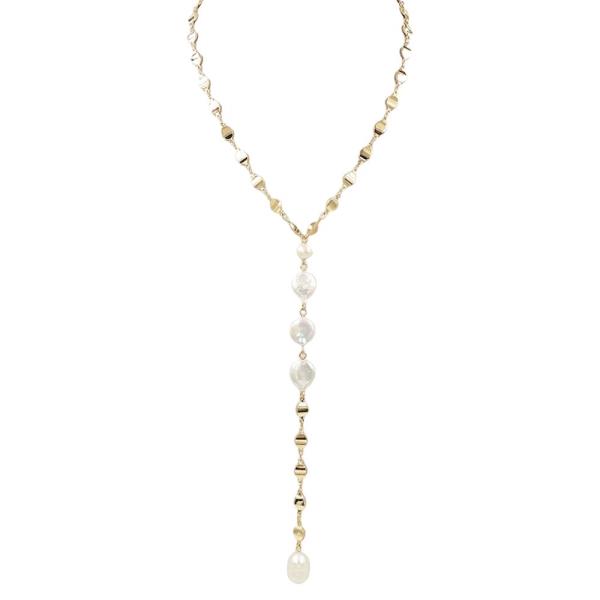 PEARL LARIAT OVAL PEARL DROP NECKLACE