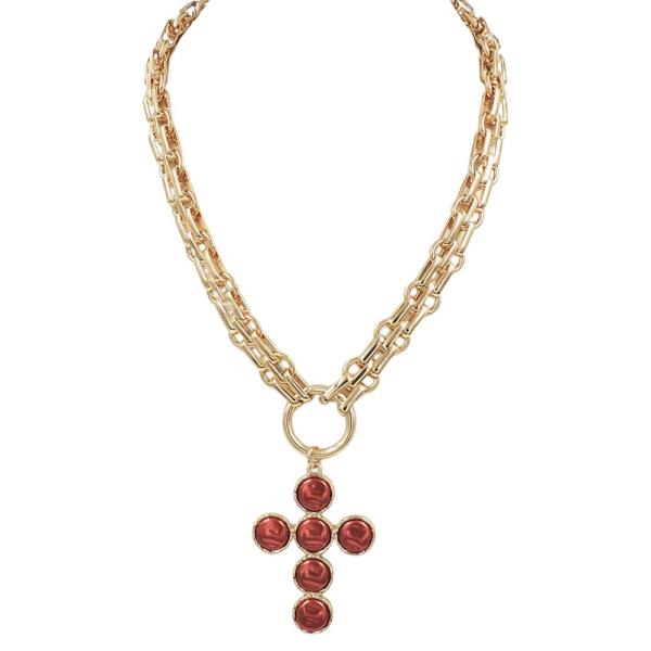 CROSS COIN PEARL PDT DOUBLE CHAIN NECKLACE