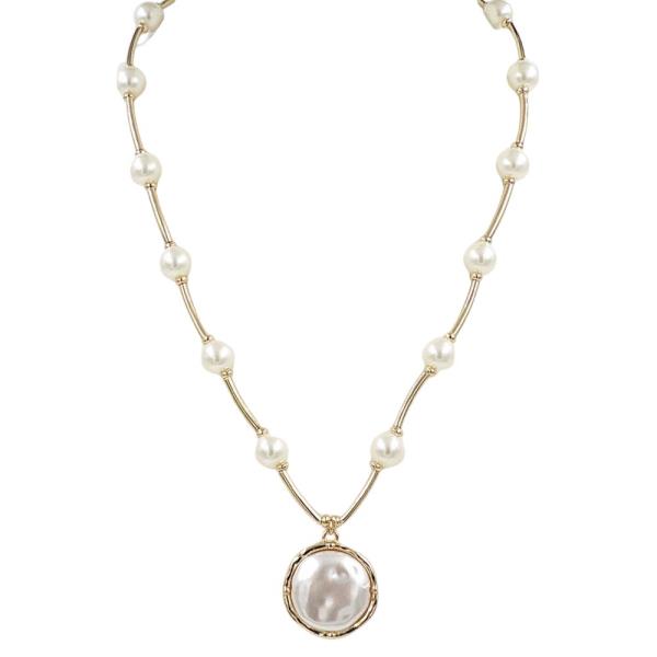 PEARL PENDANT LINK NECKALCE