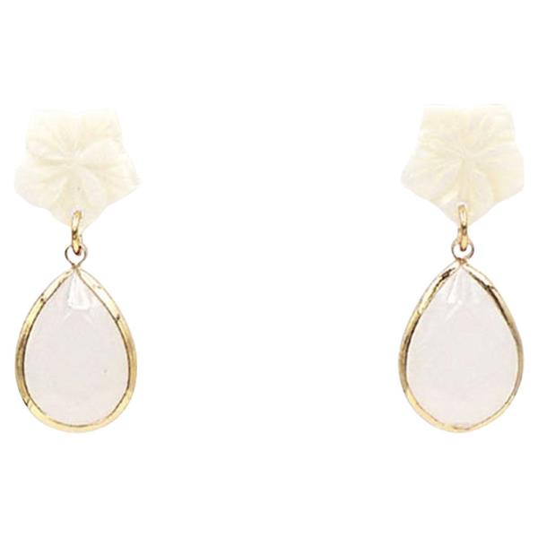 MOP FLOWER TEARDROP DANGLE EARRINGS