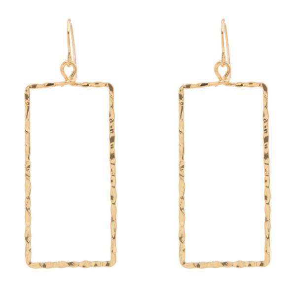 18K GOLD OVER BRASS OPEN RECTANGLE EARRING