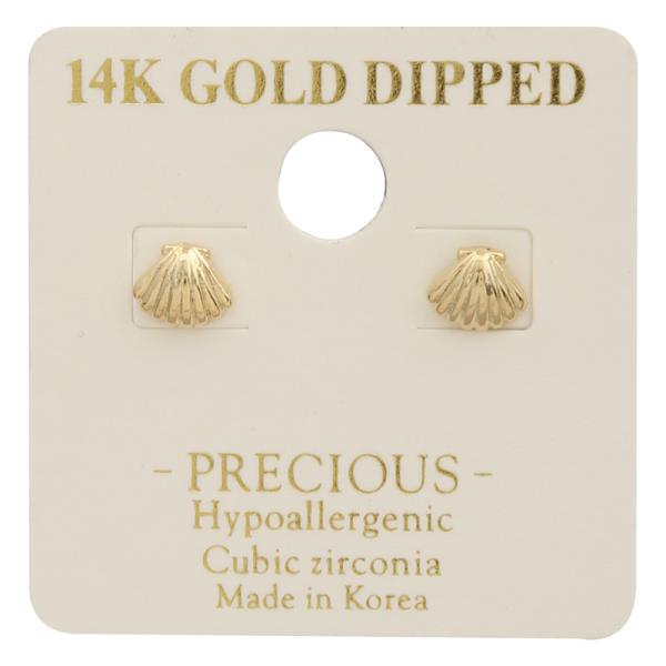 14K GOLD DIPPED CZ MINI SHELL EARRING