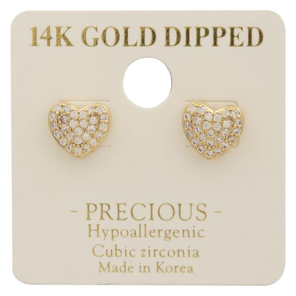 14K GOLD DIPPED CZ SPARKLING HEART SHAPE EARRING
