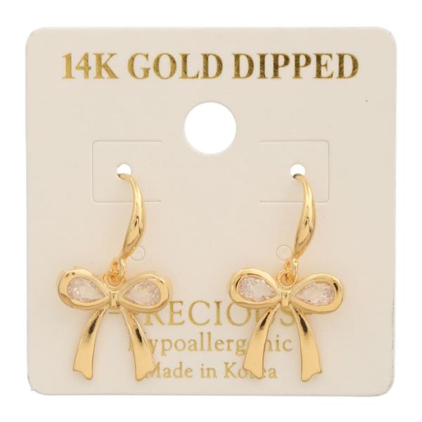 14K GOLD DIPPED BOW DANGLE EARRING