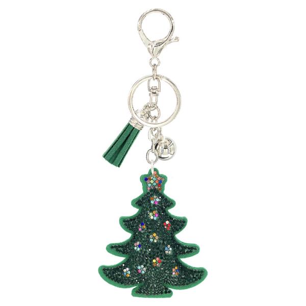 RHINESTONE CHRISTMAS TREE KEYCHAIN