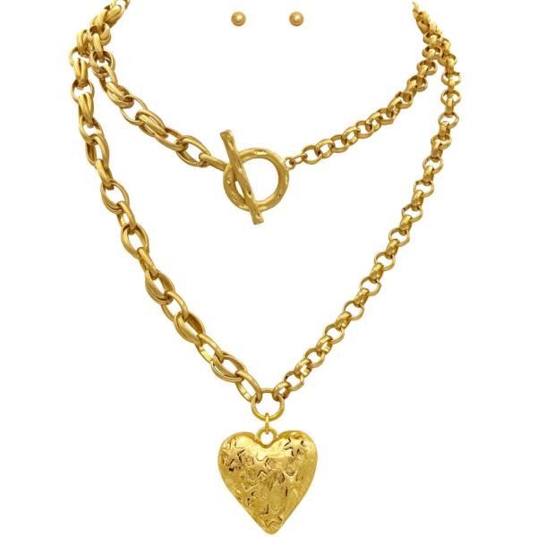 HEART CHAINS TOGGLE LONG NECKLACE