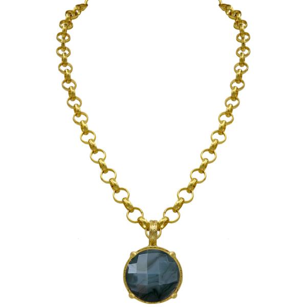 BOLD ANTIQUE ROUND PENDANT NECKLACE