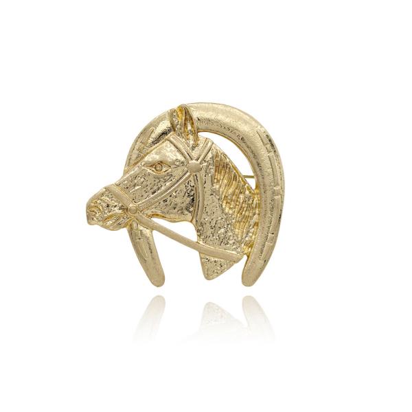 HORSE HEAD AND HORSESHOE BROOCH