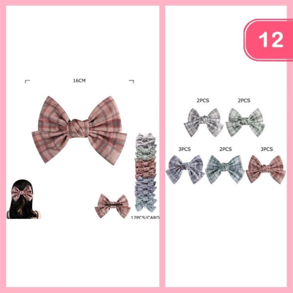 PLAID HAIR BOW (12 UNITS)
