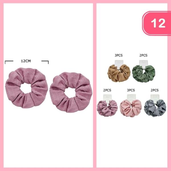TEXTURED FABRIC HAIR SCRUNCHIE (12 UNITS)