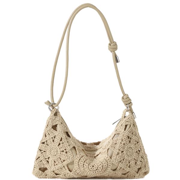 WOVEN PATTERN CROCHET DESIGN SHOULDER BAG