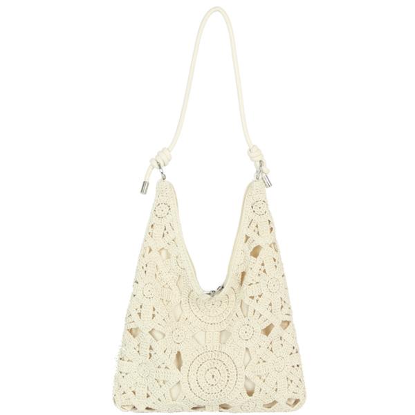 WOVEN PATTERN CROCHET DESIGN SHOULDER HOBO BAG