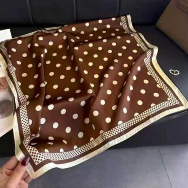 POLKA DOT FRAME SILKY BANDANA NECK SCARF