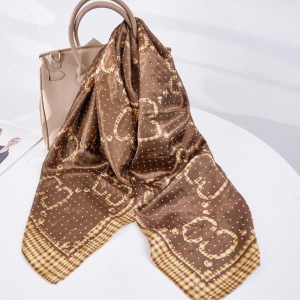 MONOGRAM CHAIN SQUARE SCARF WITH RHINESTONES