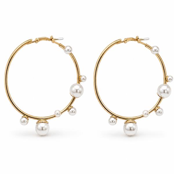 PEARL CHARM HOOP EARRING