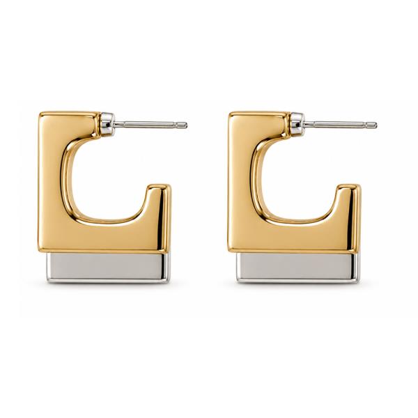 TWO TONE SQUARE HOOP EARRING