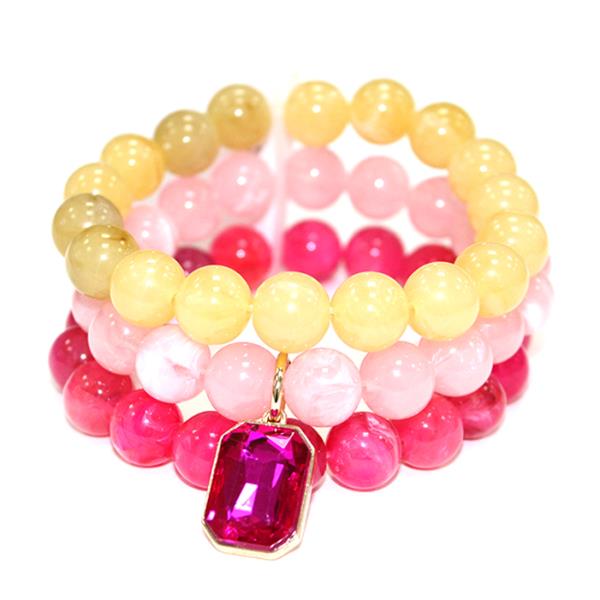 RHINESTONE BEADED MULTI STRAND STRETCH BRACELET